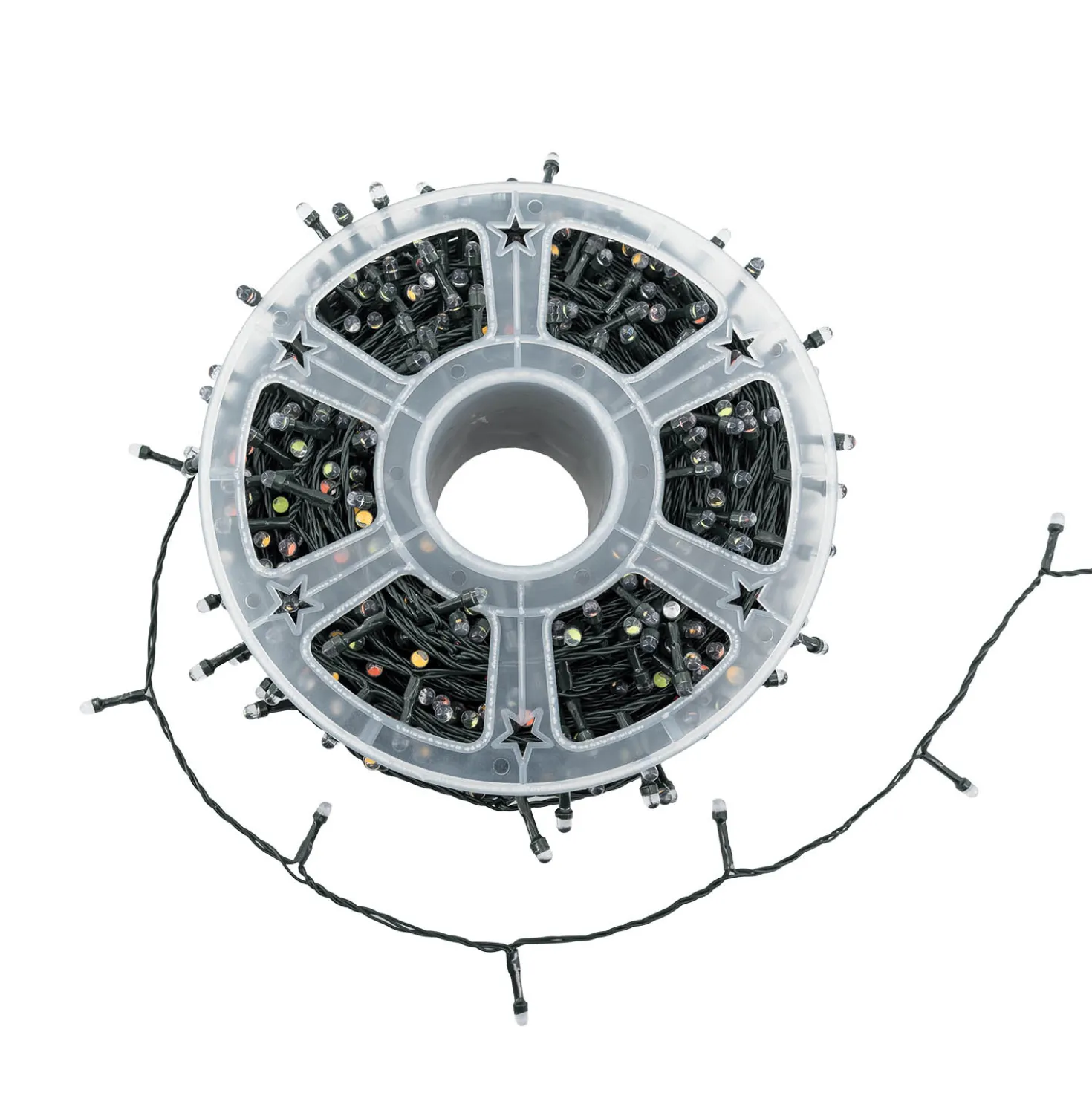 Catena 100 m, 1000 led Convex Ø 6.8 mm, multicolor, cavo verde