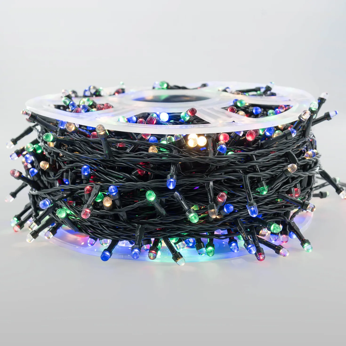 Catena 100 m, 1000 led Convex Ø 6.8 mm, multicolor, cavo verde