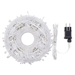 Catena 50 m, 500 led Diamante Bubble bianco caldo, cavo bianco
