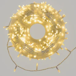 Catena 50 m, 500 led Diamante Bubble bianco caldo, cavo bianco