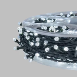 Catena 50 m, 500 led Diamante Bubble bianco freddo, cavo verde