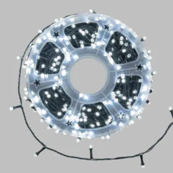 Catena 50 m, 500 led Diamante Bubble bianco freddo, cavo verde