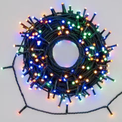 Catena 25 m, led multicolor, pannello solare e trasformatore inclusi