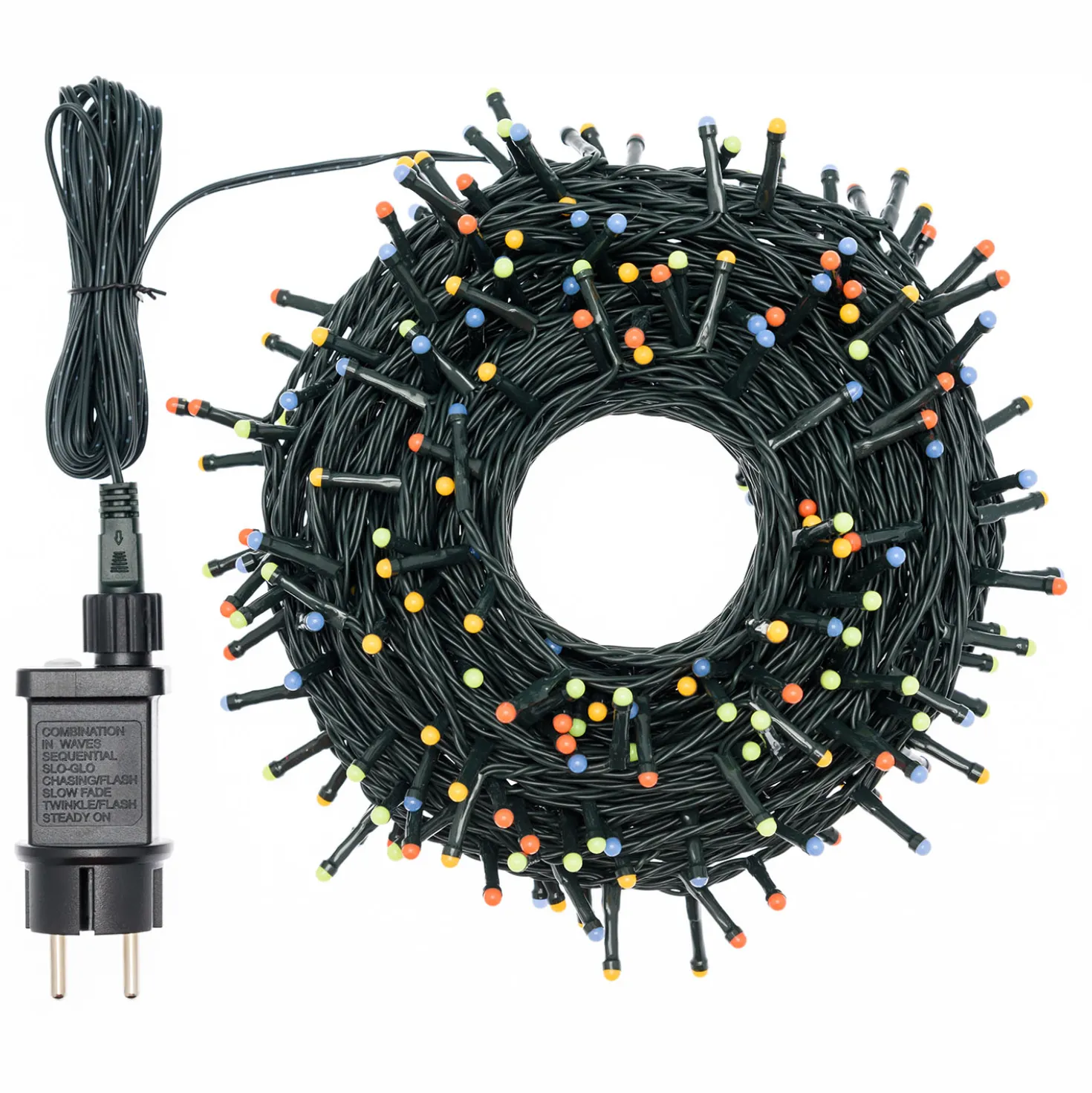Catena 25 m, led multicolor, pannello solare e trasformatore inclusi