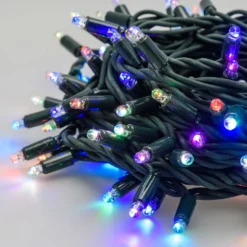 Catena 10 m, 120 maxiled RGB multicolore, cavo verde, prolungabile