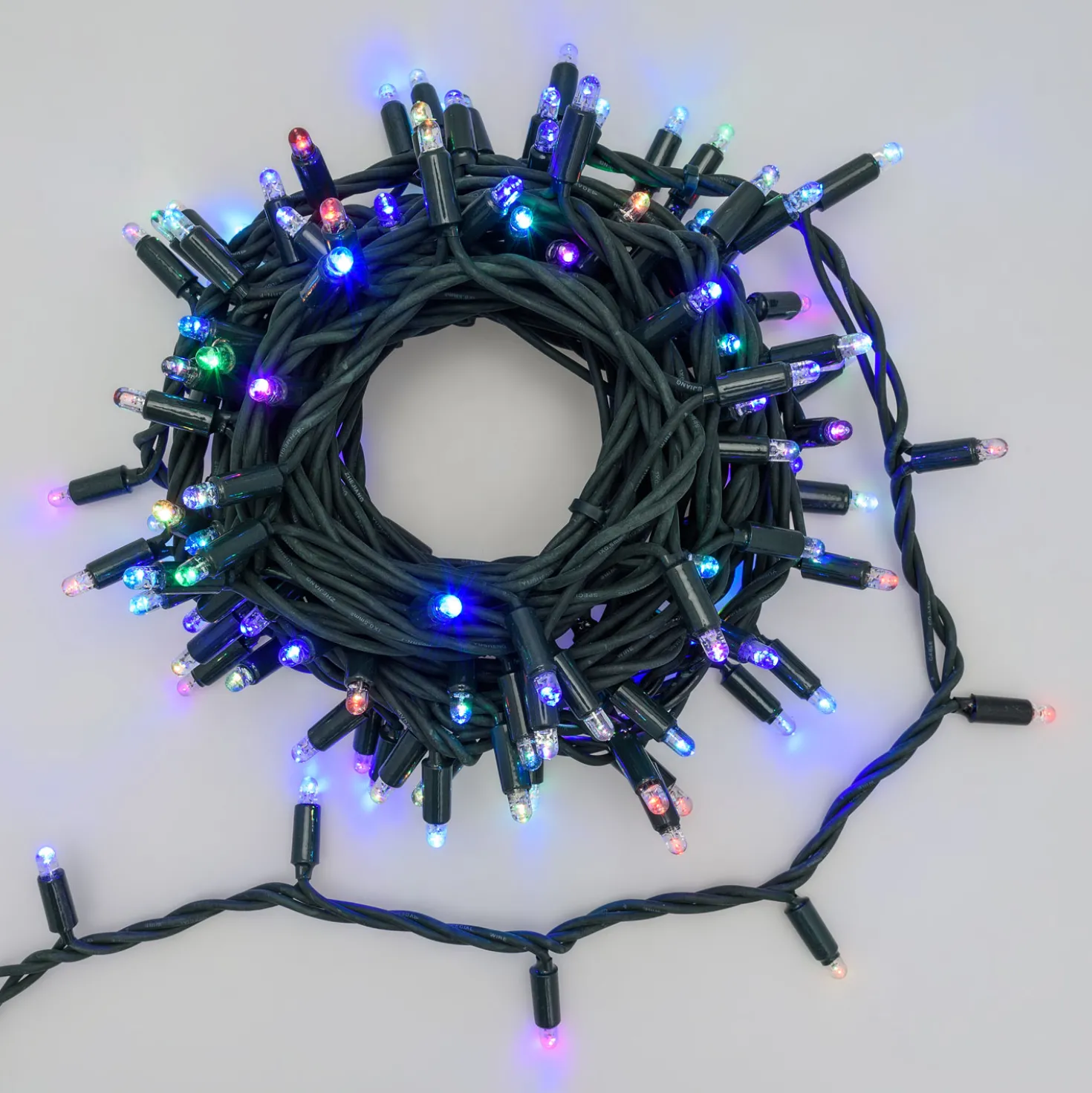 Catena 10 m, 120 maxiled RGB multicolore, cavo verde, prolungabile