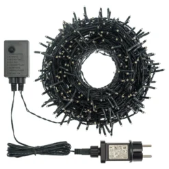Catena 25,7 m, 360 miniled bianco caldo, cavo verde