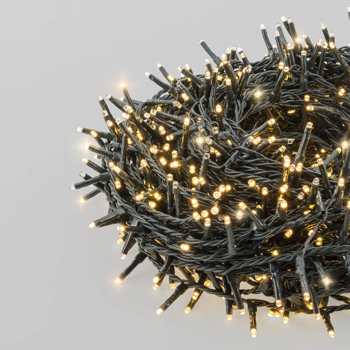 Catena 30 m, 1000 miniled bianco caldo, cavo verde