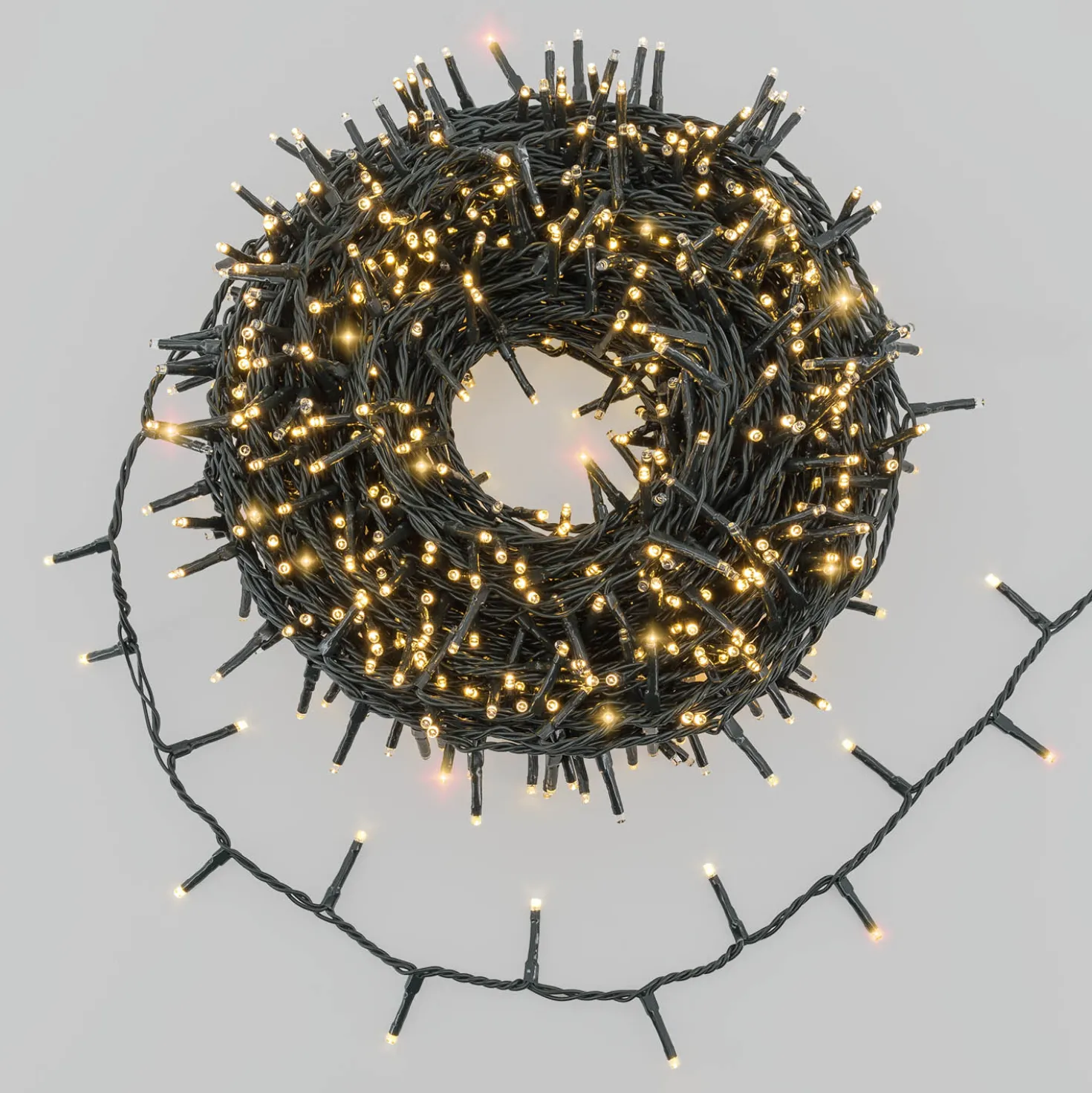 Catena 30 m, 1000 miniled bianco caldo, cavo verde