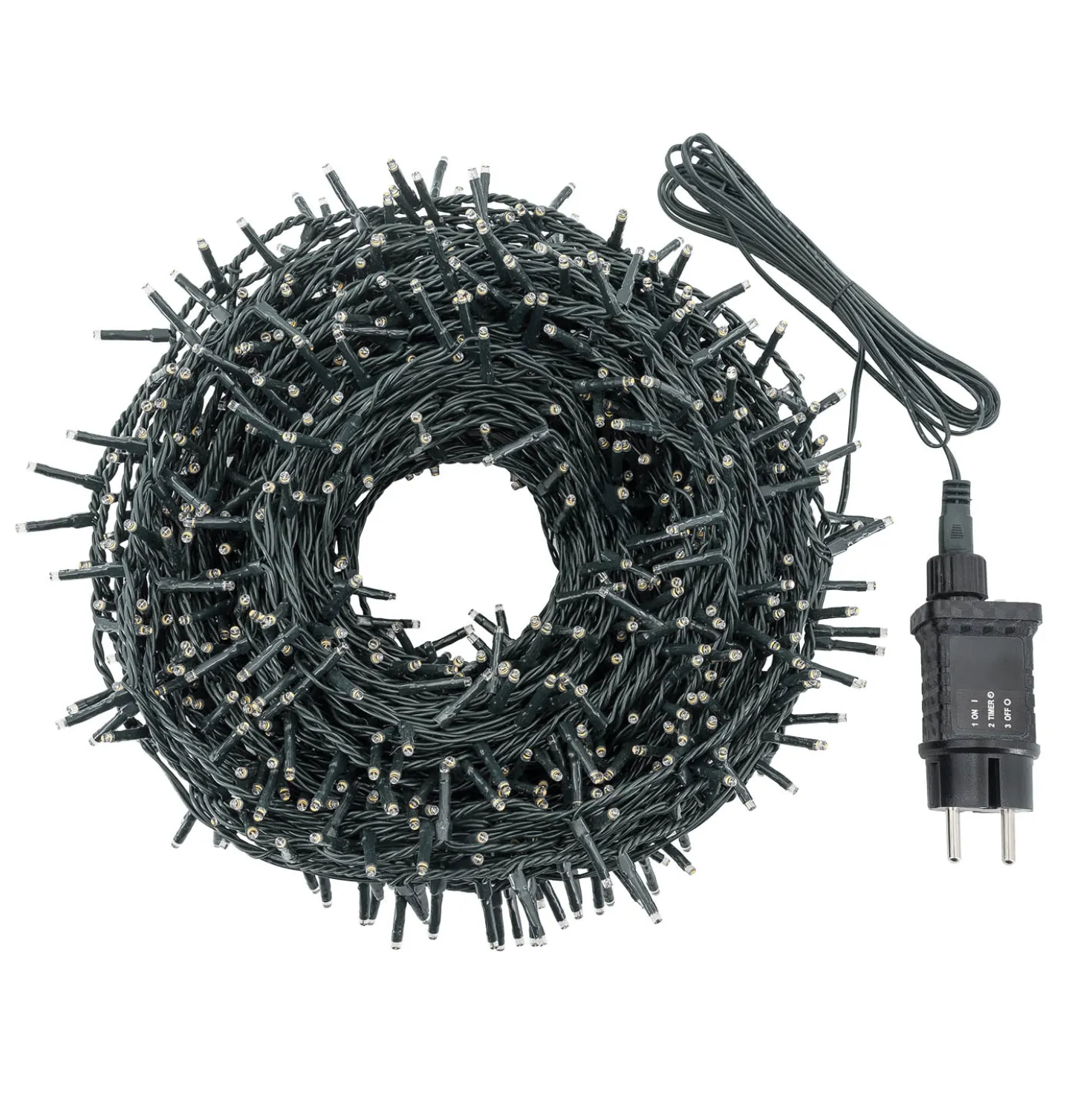 Catena 30 m, 1000 miniled bianco caldo, cavo verde