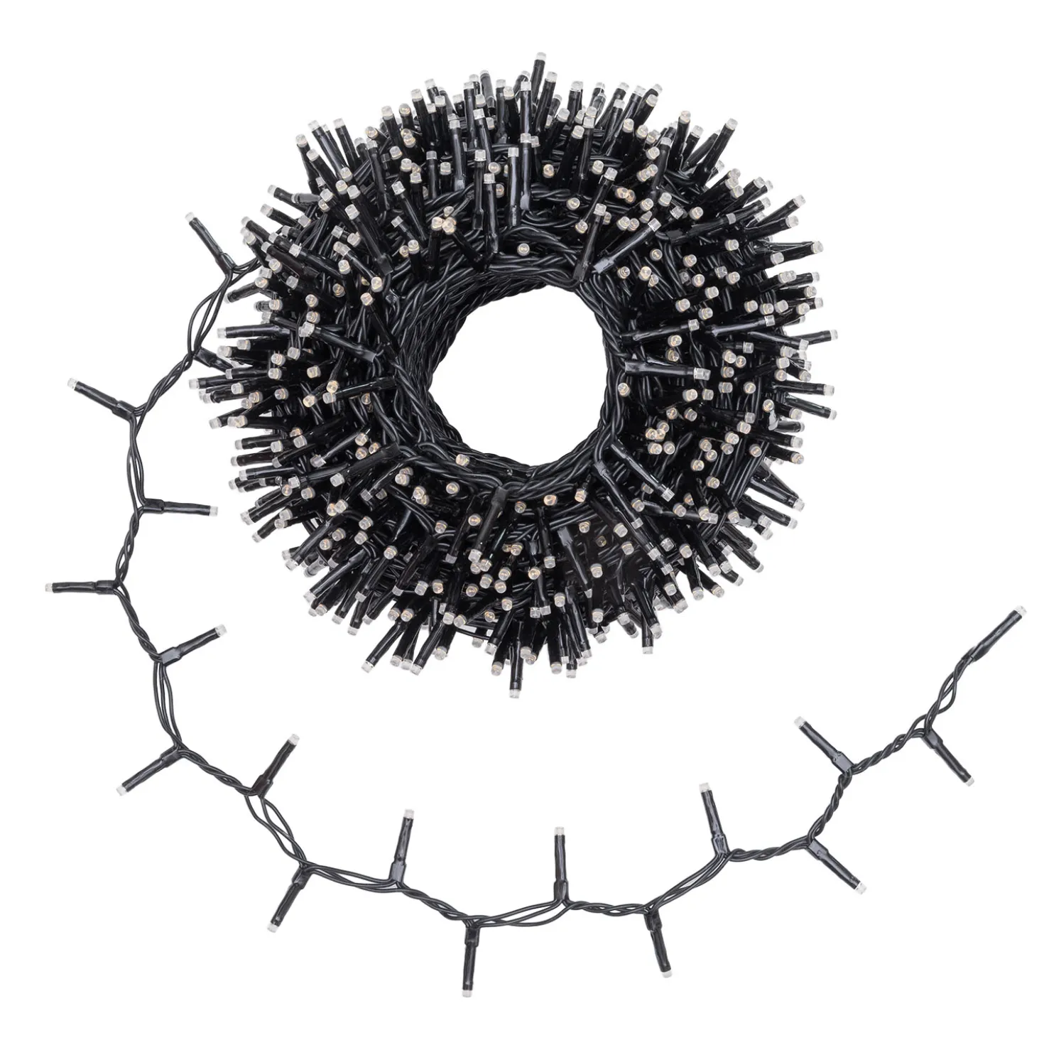 Catena 30 m, 1000 miniled bianco caldo e bianco extra caldo, cavo nero