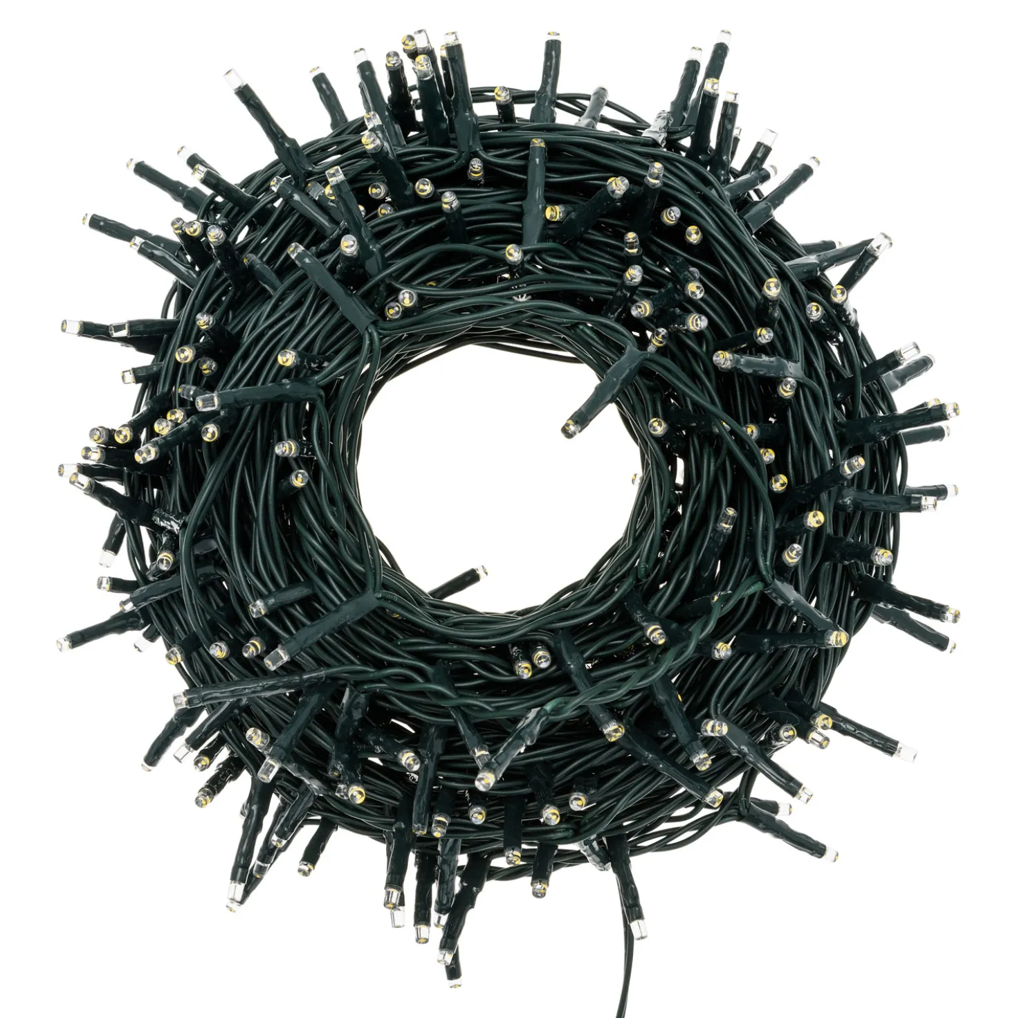 Catena 18 m, 300 miniled bianco caldo, cavo verde