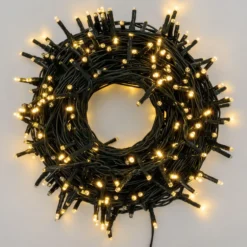 Catena 18 m, 300 miniled bianco caldo, cavo verde