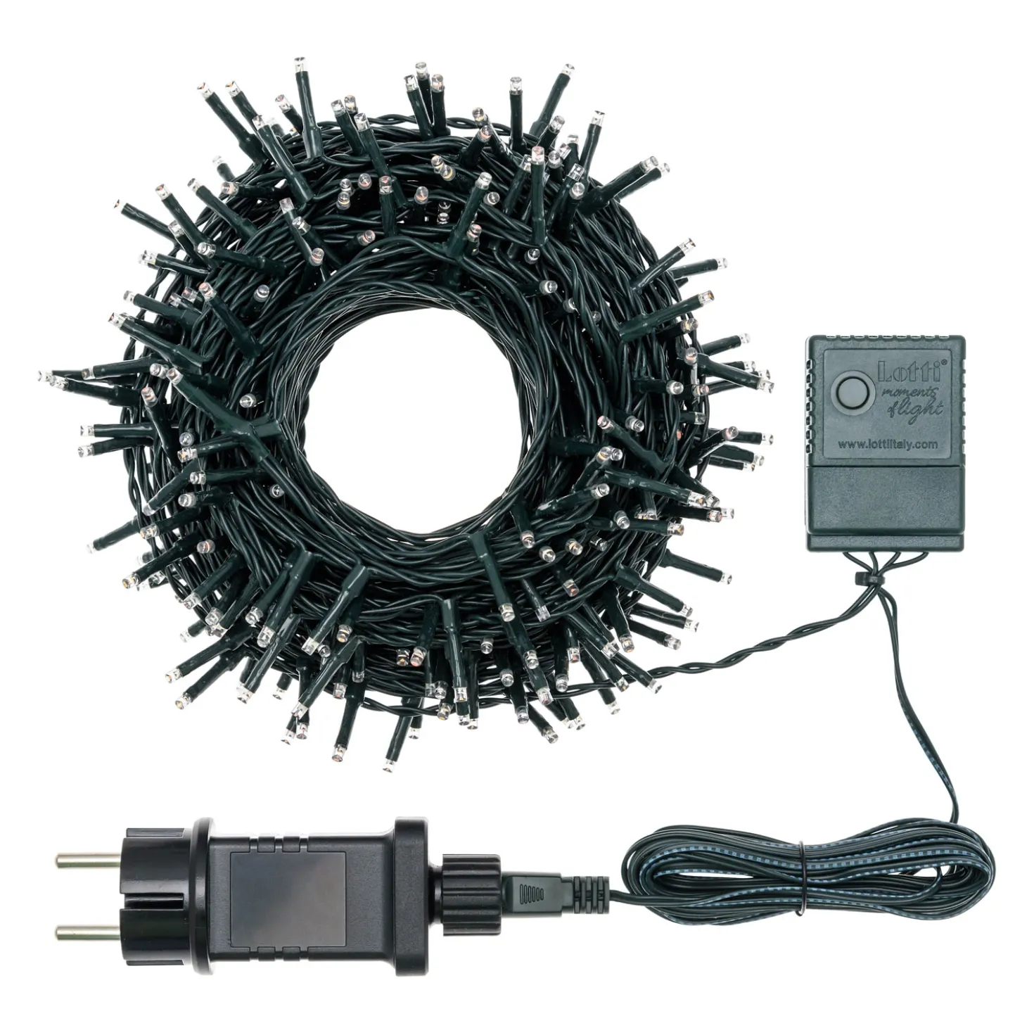 Catena 17 m, 240 miniled bianco extra caldo, cavo verde