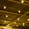 Catena 5 m, 10 sfere bianche Ø 50 mm, led bianco caldo, cavo trasparente, prolungabile