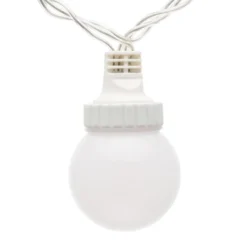 Catena 5 m, 10 sfere bianche Ø 50 mm, led bianco caldo, cavo trasparente, prolungabile