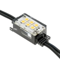 Catena 10 m, 10 stroboLed bianco freddo, cavo nero, prolungabile