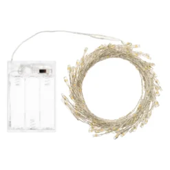 Catena Nastro di Luce a batteria 3 m, 150 microled bianco caldo, cavo argento