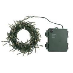 Catena Nastro di Luce a batteria 5 m, 250 microled bianco caldo, cavo metal verde