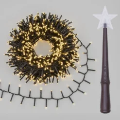 Catena Nastro di luce 20 m, con bacchetta magica, 1000 Led bianco caldo, cavo verde