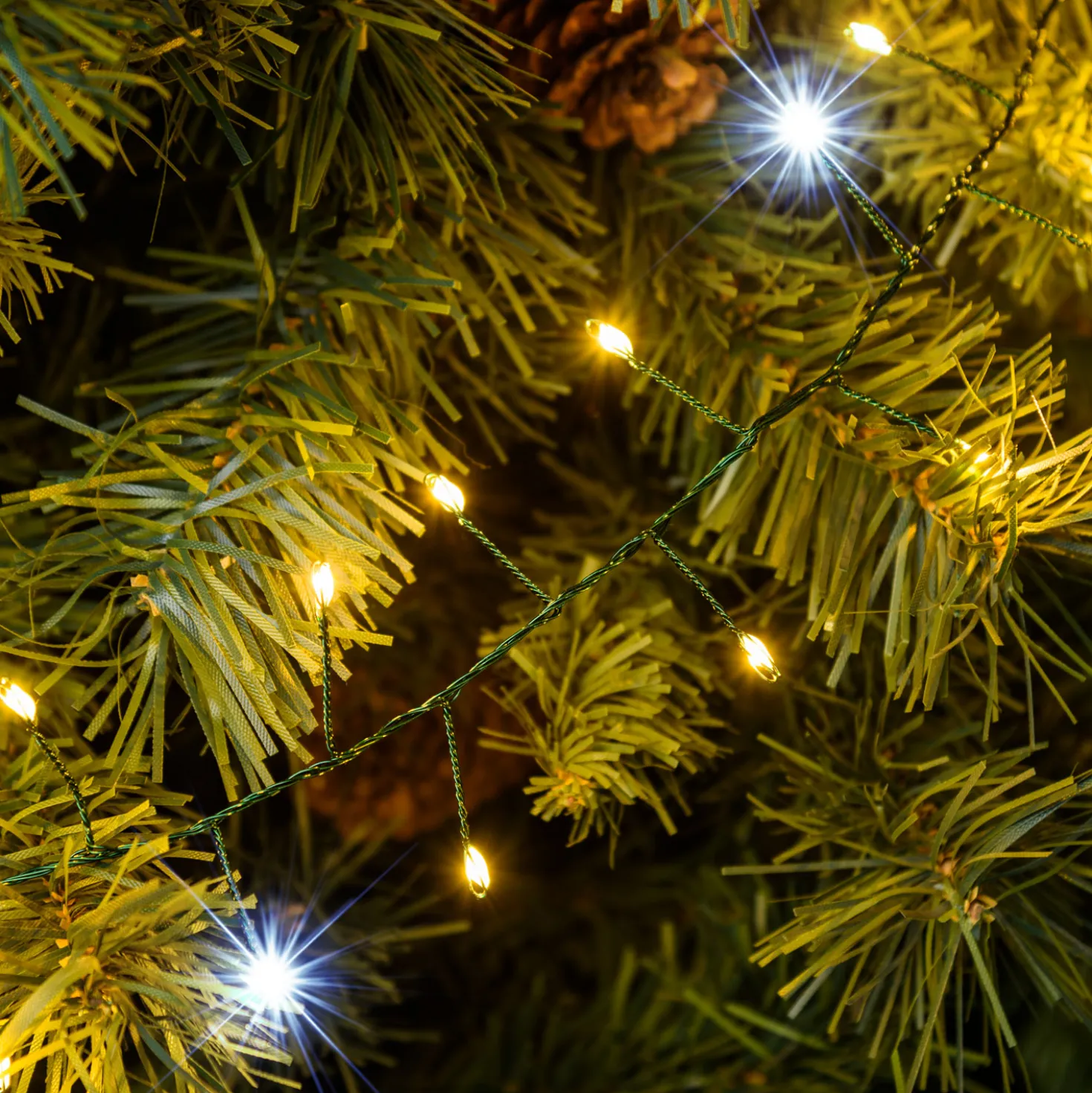 Catena Nastro di Luce 20 m, 1000 Micro led bianco caldo e freddo, cavo verde