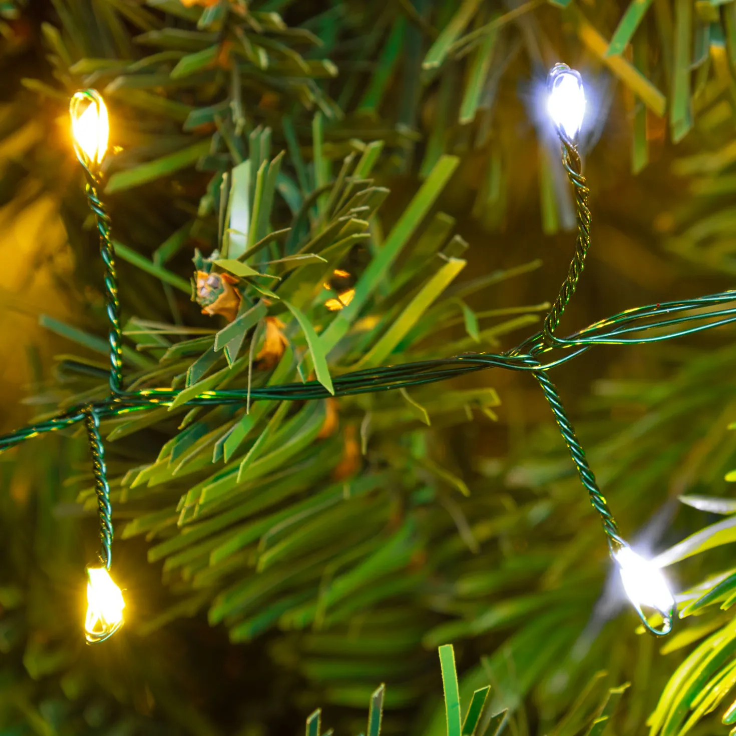 Catena Nastro di Luce 20 m, 1000 Micro led bianco caldo e freddo, cavo verde