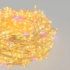 Catena Nastro di Luce 20 m, 1000 microled bianco caldo e RGB, cavo metal argento