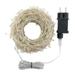 Catena Nastro di Luce 20 m, 1000 microled bianco caldo e RGB, cavo metal argento