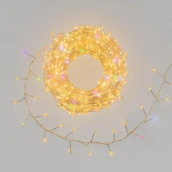 Catena Nastro di Luce 20 m, 1000 microled bianco caldo e RGB, cavo metal argento