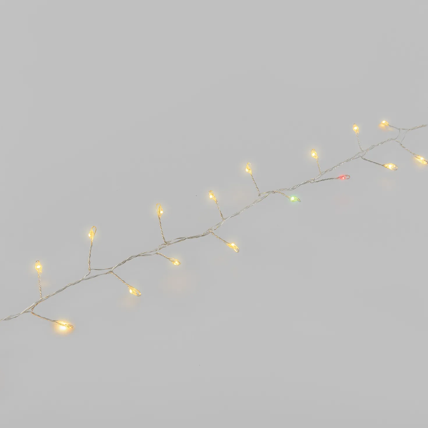 Catena Nastro di Luce 20 m, 1000 microled bianco caldo e RGB, cavo metal argento
