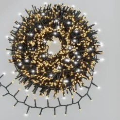 Catena Nastro di luce 40 m, 2000 miniled bianco caldo e bianco freddo, cavo verde