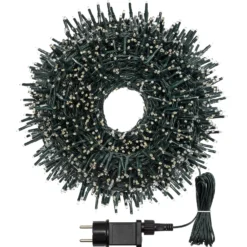 Catena Nastro di luce 40 m, 2000 miniled bianco caldo e bianco freddo, cavo verde