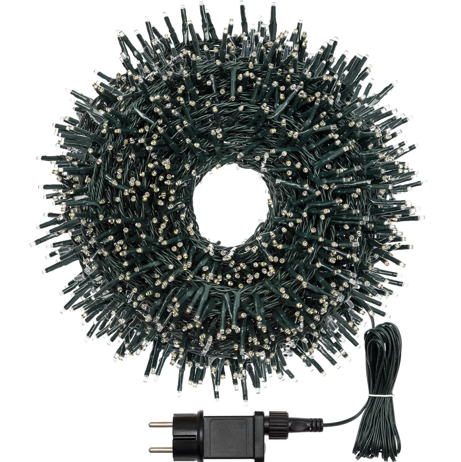 Catena Nastro di luce 40 m, 2000 miniled bianco caldo e bianco freddo, cavo verde