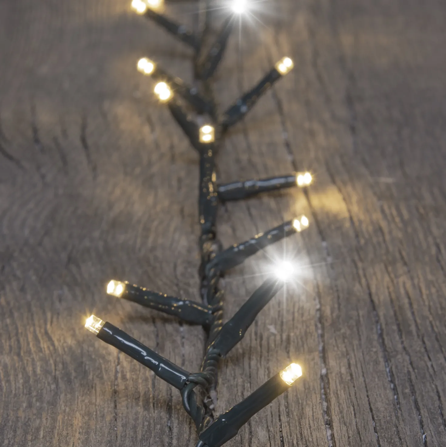 Catena Nastro di luce 40 m, 2000 miniled bianco caldo e bianco freddo, cavo verde