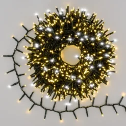 Catena Nastro di luce 20 m, 1000 miniled bianco caldo e bianco freddo, cavo verde