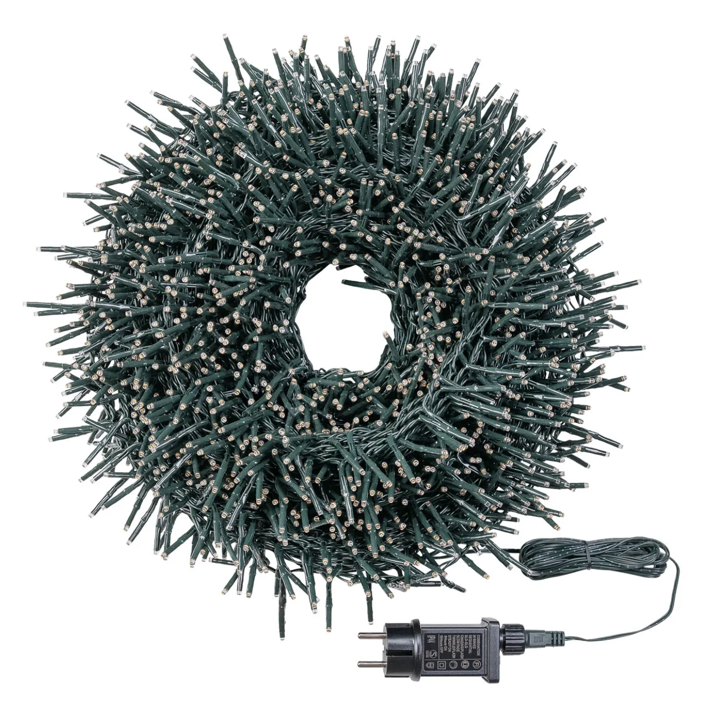 Catena Nastro di Luce Plus 50 m, 2500 miniled bianco extra caldo, cavo verde