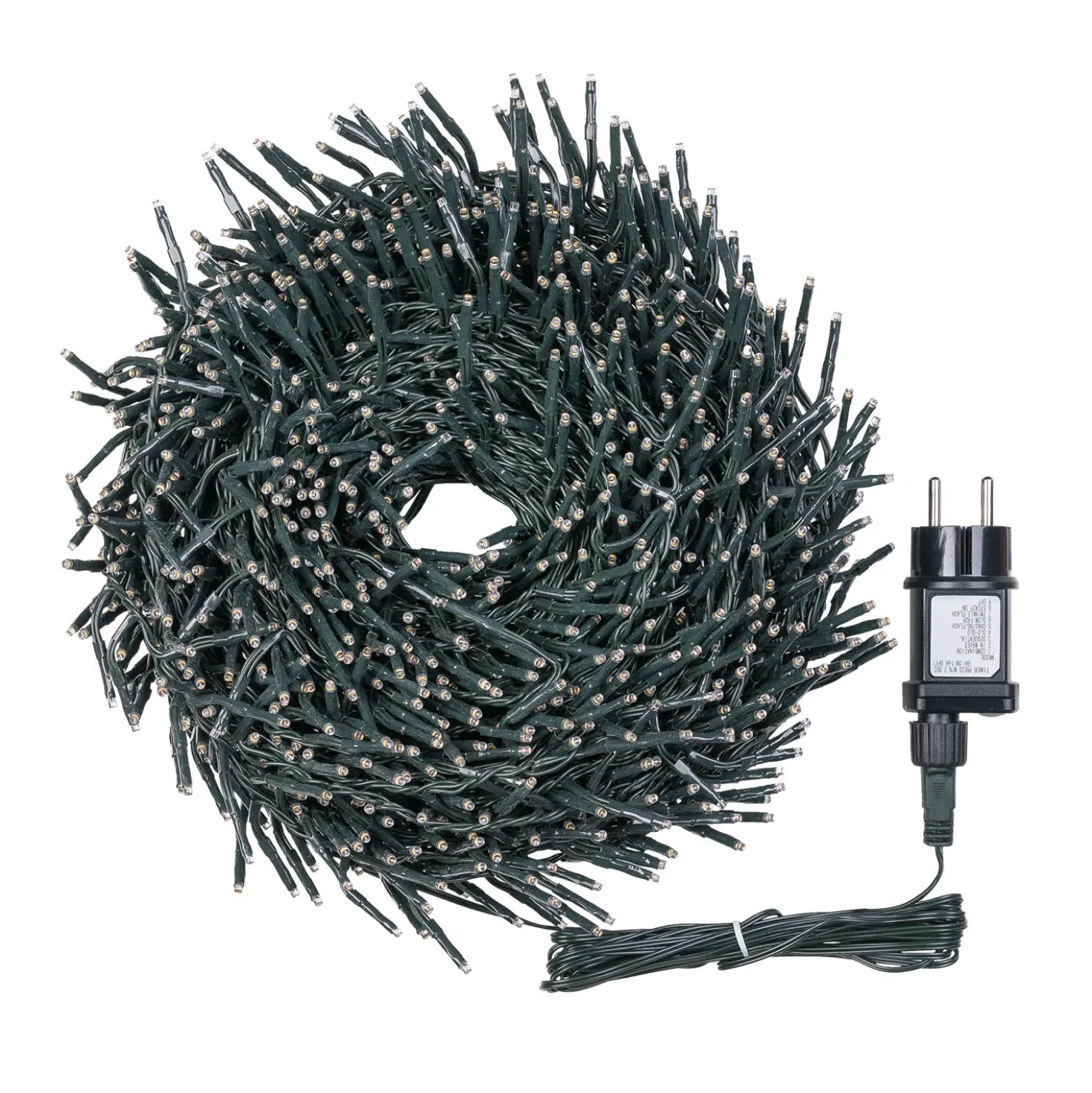 Catena Nastro di Luce Plus 30 m, 1500 miniled bianco caldo, cavo verde