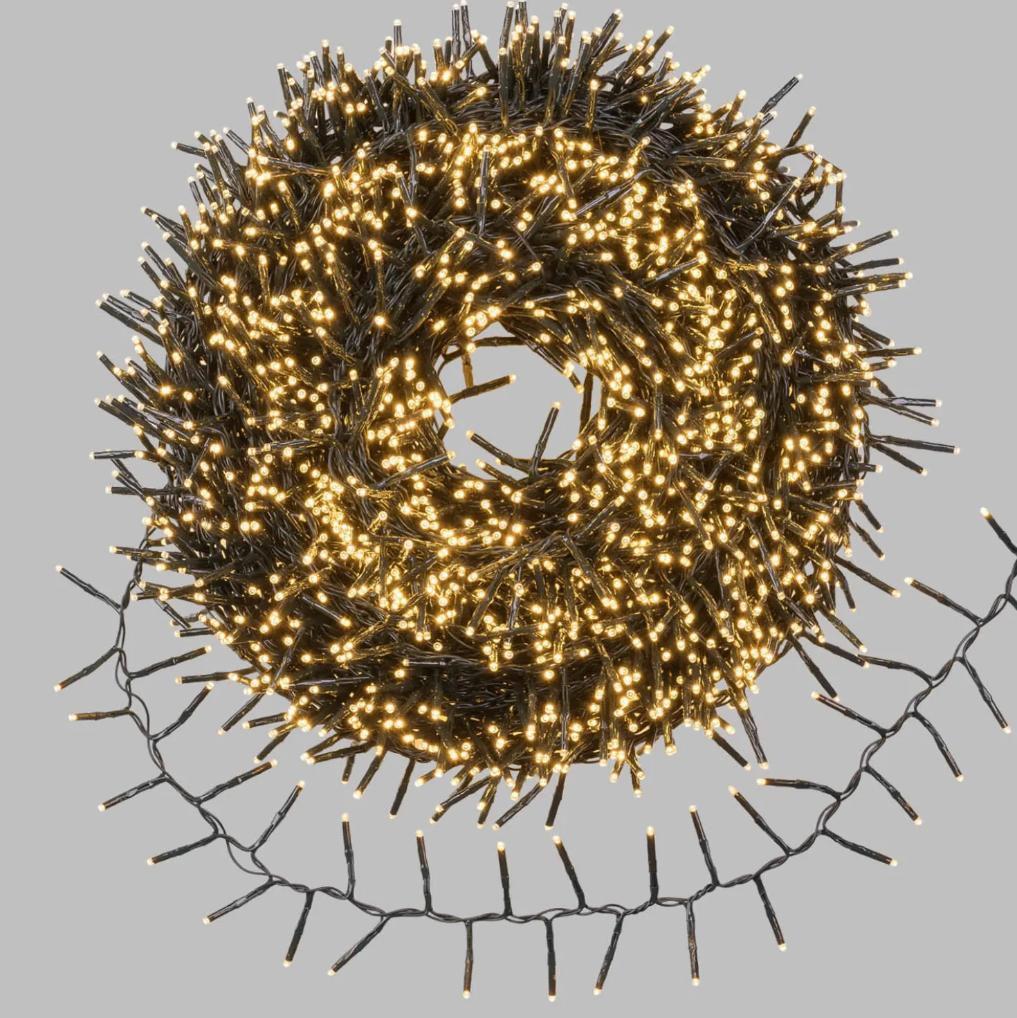 Catena Nastro di Luce Plus 60 m, 3000 miniled bianco caldo, cavo verde