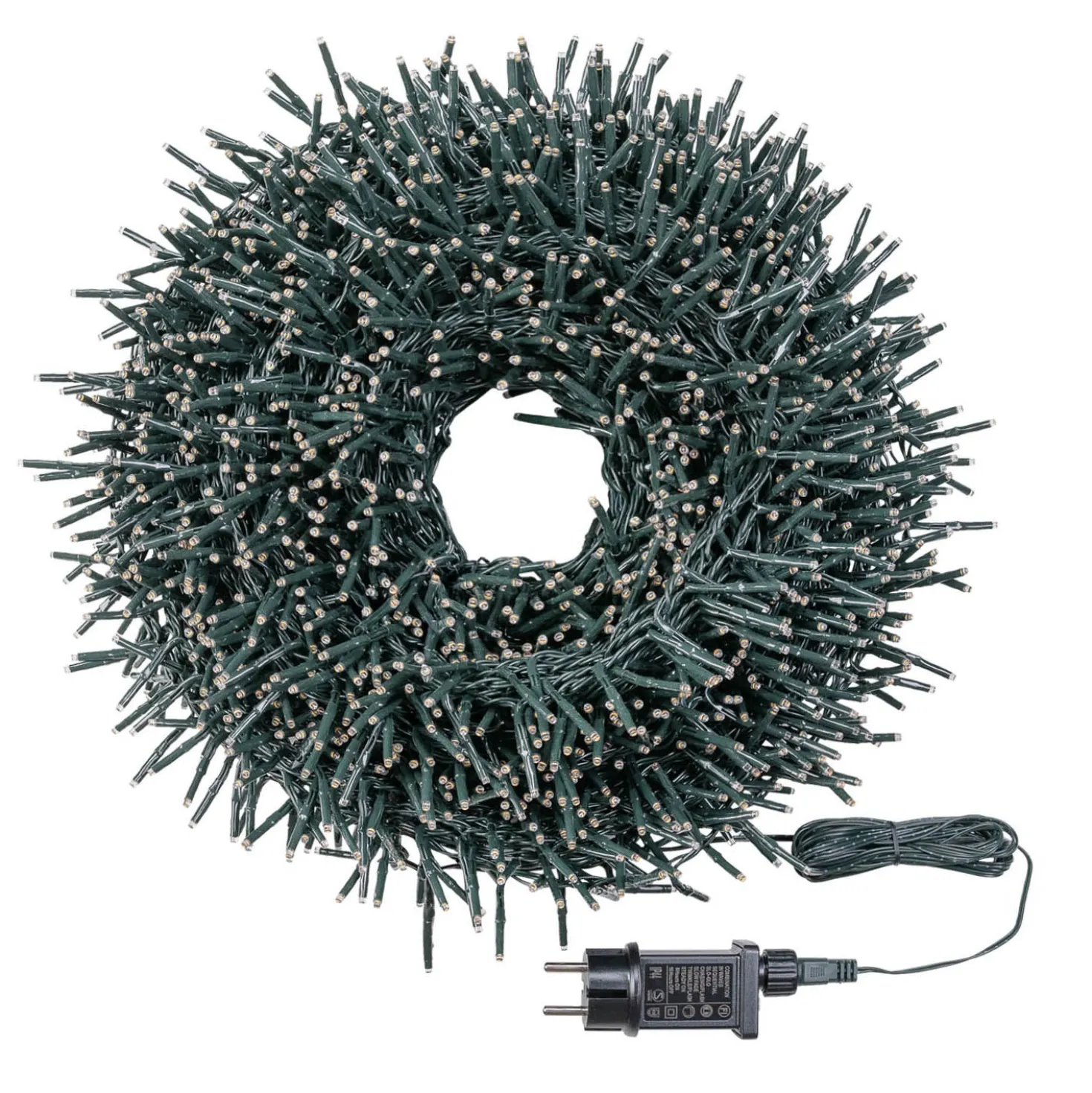Catena Nastro di Luce Plus 60 m, 3000 miniled bianco caldo, cavo verde
