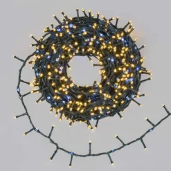 Catena Nastro di Luce StarFall 30 m, 1660 led bianco caldo e bianco freddo, cavo verde