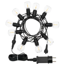 Catena Party light 20 m, 50 lampadine trasparenti Ø 40 mm, led bianco caldo