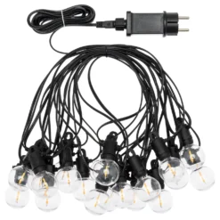 Catena Party light 9,5 m, 20 lampadine trasparenti Ø 40 mm, led bianco caldo