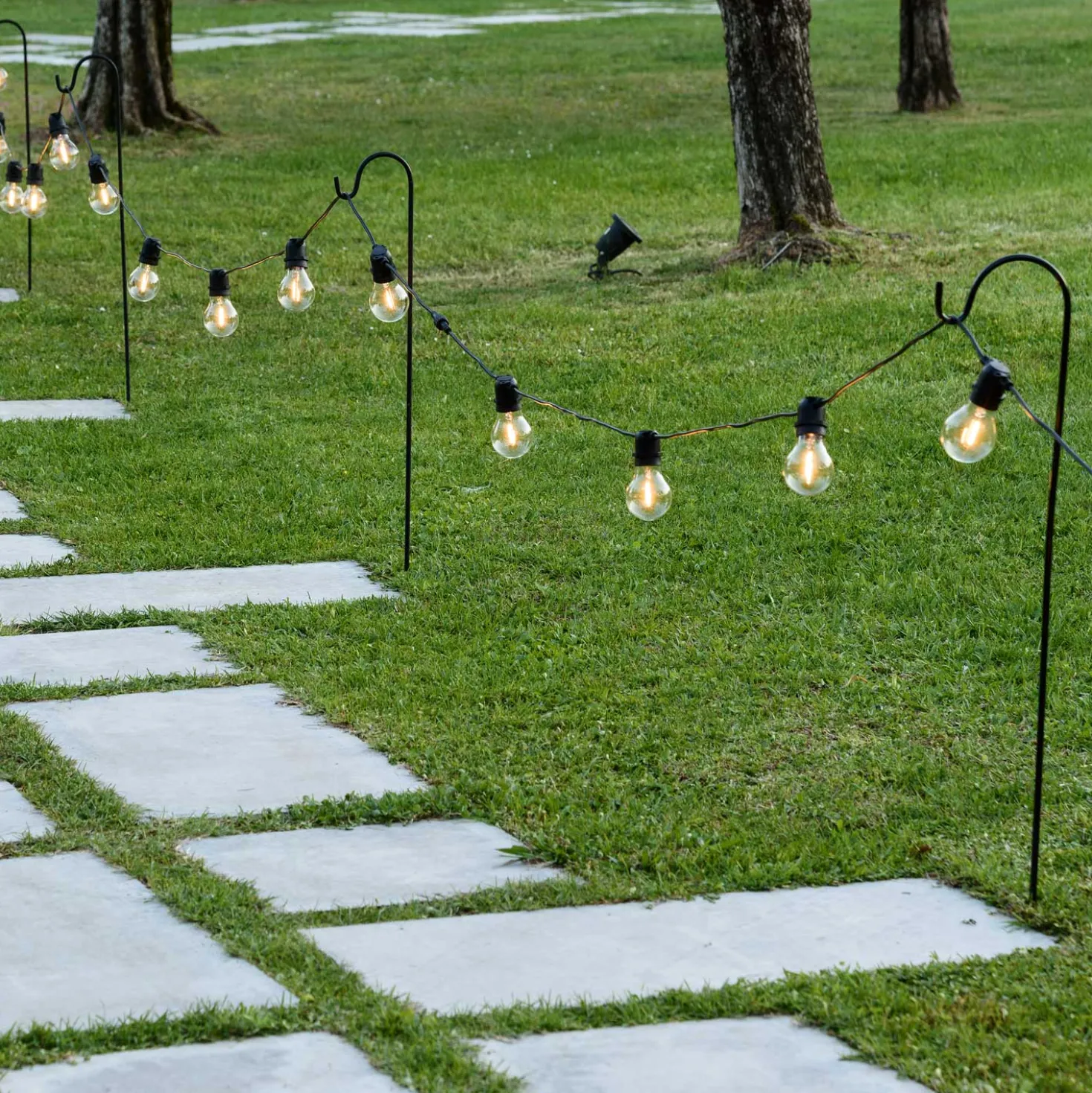 Catena Party 5 m, 10 lampadine goccia in vetro Ø 60 mm, led bianco caldo, prolungabile