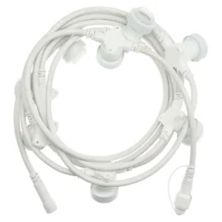 Catenaria con 8 portalampade E27, 5 metri, cavo bianco, prolungabile