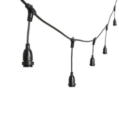 Catenaria con 8 portalampade pendenti E27, h 30 cm, 5 metri, cavo nero, prolungabile