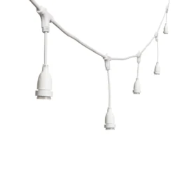 Catenaria con 8 portalampade pendenti E27, h 30 cm, 5 metri, cavo bianco, prolungabile