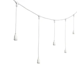 Catenaria con 8 portalampade pendenti E27, h 70 cm, 5 metri, cavo bianco, prolungabile
