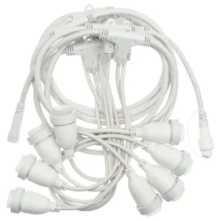 Catenaria con 8 portalampade pendenti E27, h 70 cm, 5 metri, cavo bianco, prolungabile