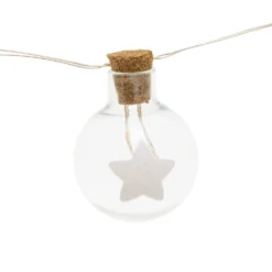 Catena 15 sfere Ø 25 mm con stelle, bianco caldo