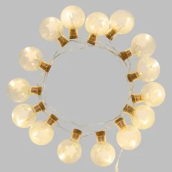 Catena 15 sfere Ø 25 mm con stelle, bianco caldo